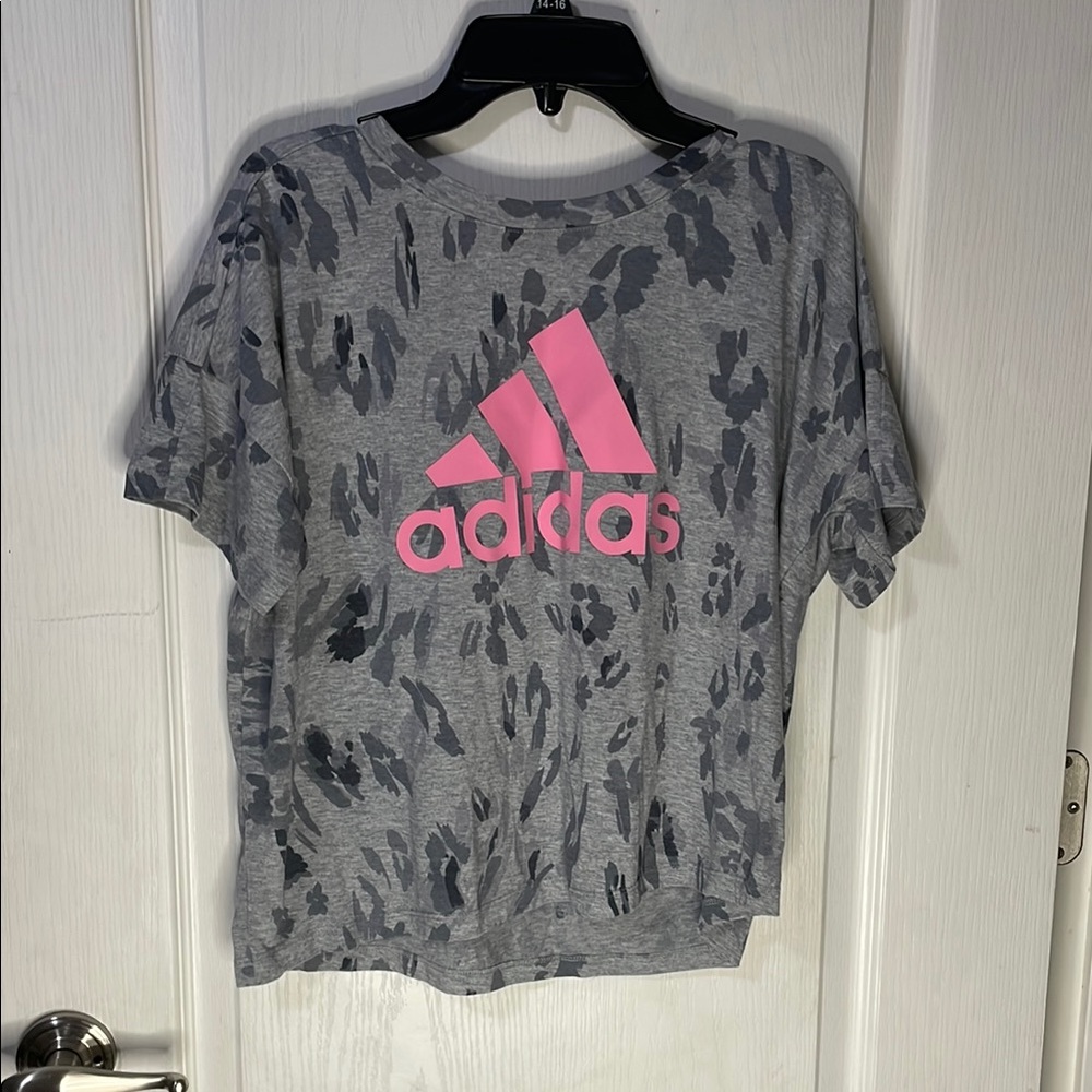 Adidas Gray and Pink Short Sleeve Tee